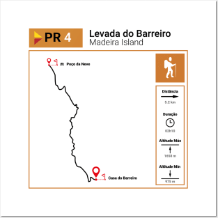 Madeira Island PR4 LEVADA DO BARREIRO trail map Posters and Art